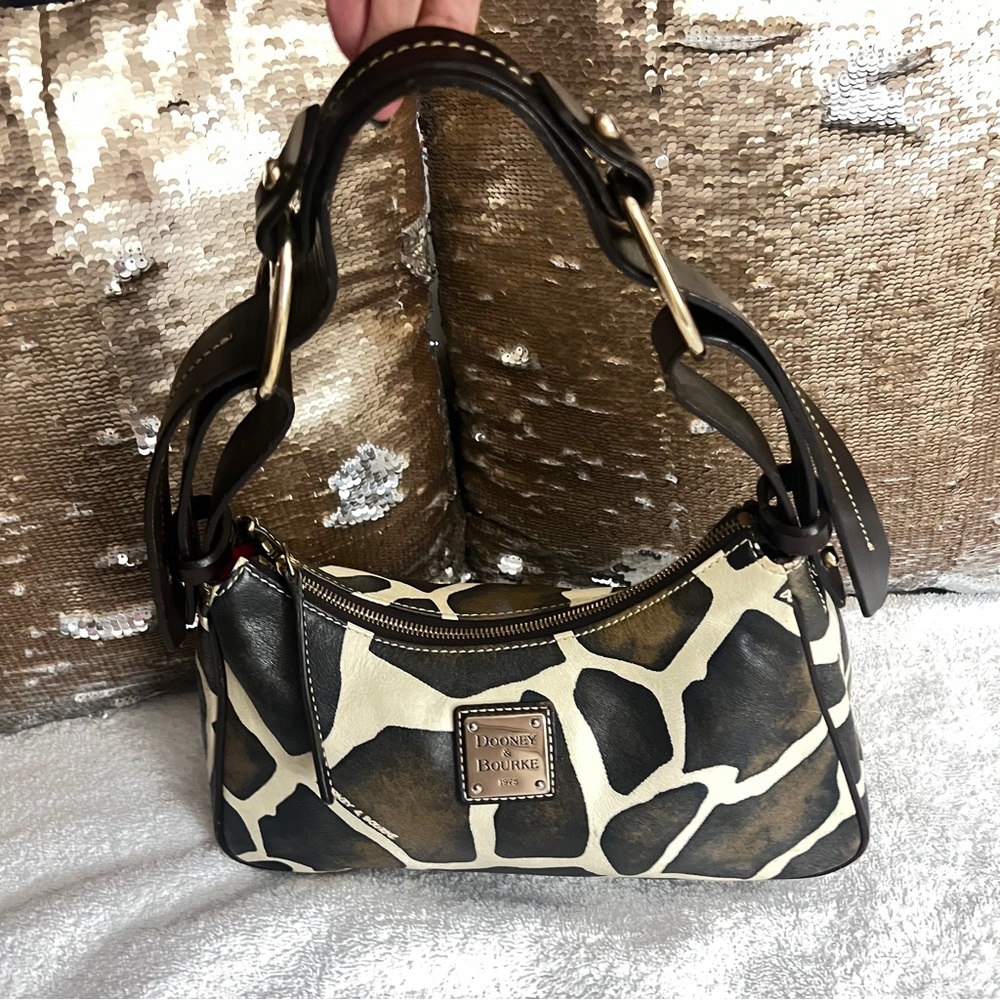 Dooney & Bourke Giraffe Print Shoulder Bag - Brown and Cream